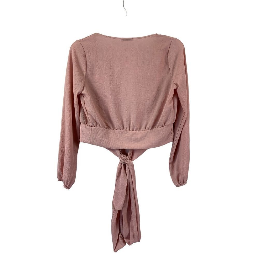 Fashion Nova Women's Light Pink Crop Wrap Top - Picture 2 of 7